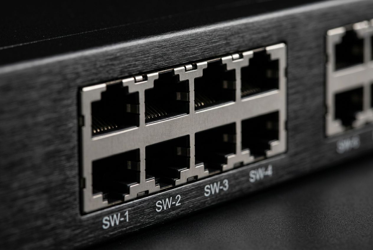 Close up of a numbered port block on an appliance front panel
