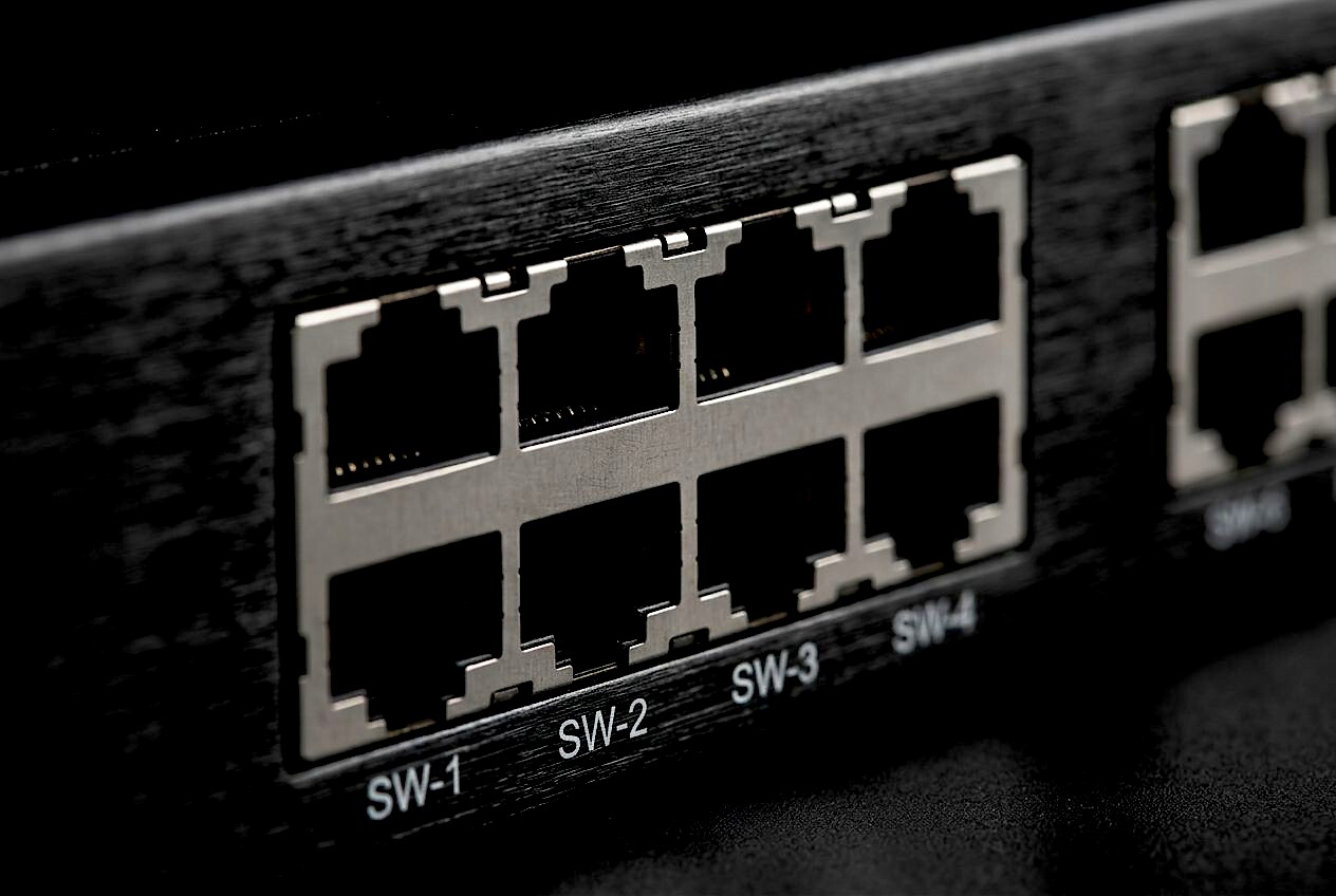 Close up of a numbered port block on an appliance front panel
