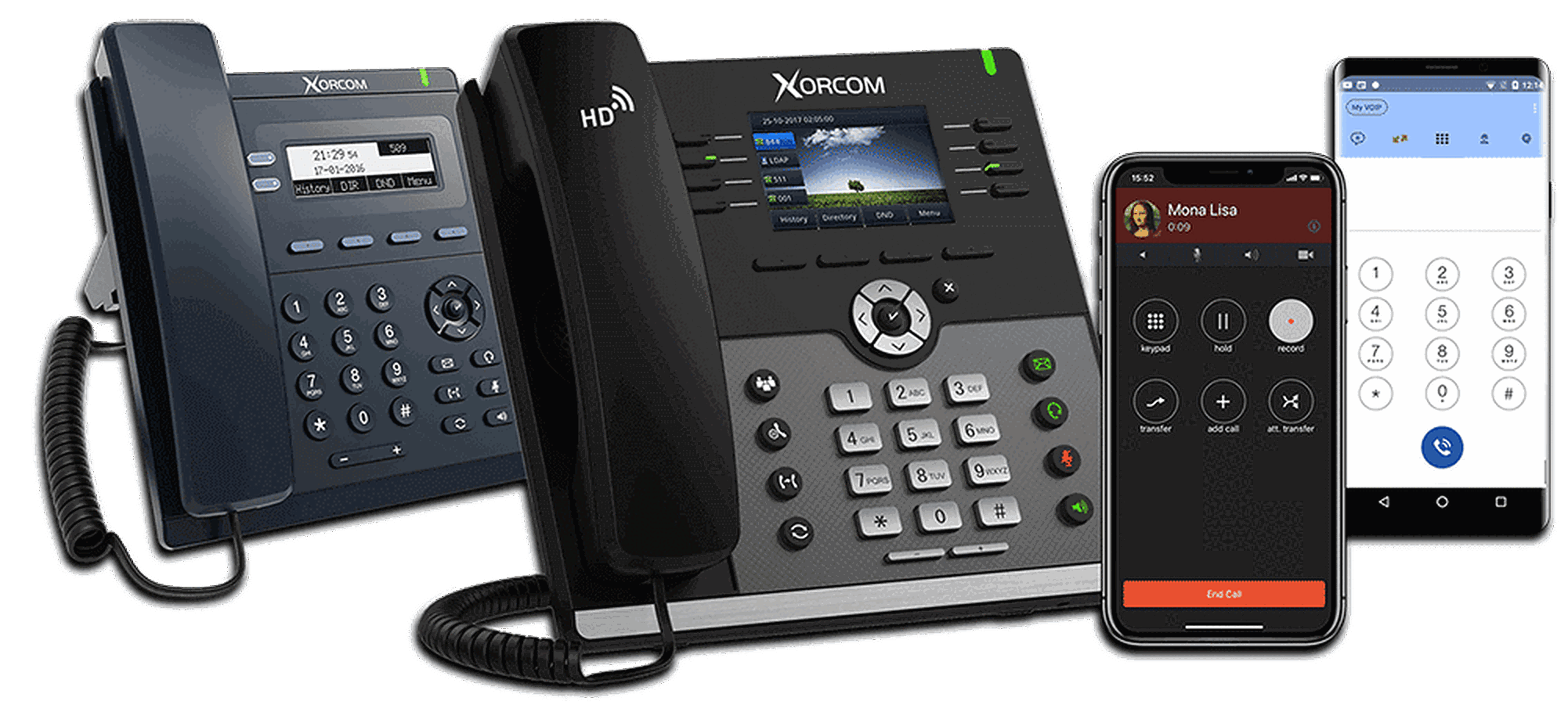 Xorcom product range: rack mount IP PBX appliances, telephony interfaces and UC series IP phones